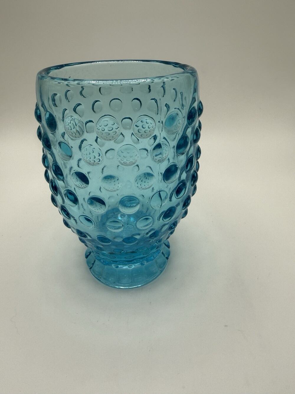 Vintage Tiara Indiana Glass Aqua Blue Hobnail Tumbler 5"H
